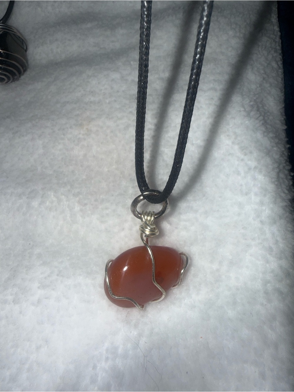 Handcrafted Orange Carnelian Wire-Wrap Pendant Necklace